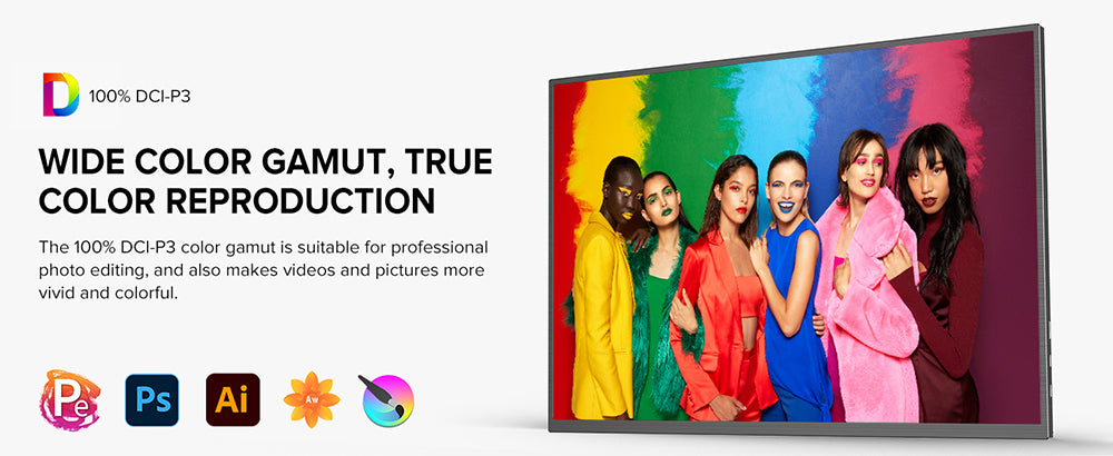 Přenosný herní monitor UPERFECT K118 18'', obnovovací frekvence 144 Hz, rozlišení 2560x1600 QHD IPS, kontrastní poměr 1000:1, FreeSync, HDR, 100% DCI-P3, vestavěný reproduktor, doba odezvy 9 ms, nízká hladina modrého světla, držák VESA, 1* Mini HDMI, 1* Type-C, 1* audio jack – zástrčka EU