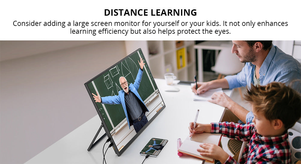 PERFECT UMax22 22palcový přenosný monitor, obnovovací frekvence 60 Hz, IPS obrazovka 2560*1440, 100% sRGB, FreeSync, vestavěné reproduktory, bez ovladačů, HDR, nízká hladina modrého světla, 180° nastavitelný stojan, 2*USB-C, 1*Mini HDMI, 1*Micro USB-B OTG, 1*Audio Jack - EU zástrčka