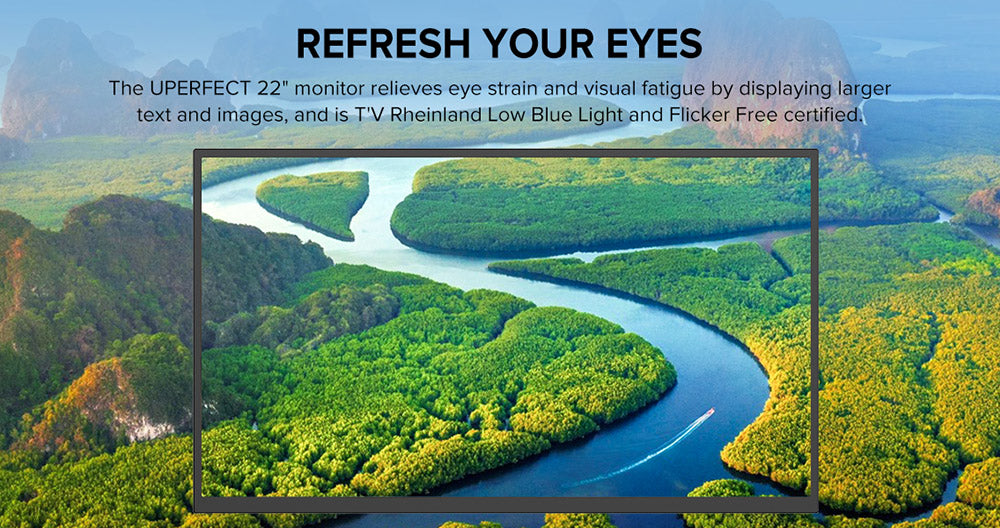 PERFECT UMax22 22palcový přenosný monitor, obnovovací frekvence 60 Hz, IPS obrazovka 2560*1440, 100% sRGB, FreeSync, vestavěné reproduktory, bez ovladačů, HDR, nízká hladina modrého světla, 180° nastavitelný stojan, 2*USB-C, 1*Mini HDMI, 1*Micro USB-B OTG, 1*Audio Jack - EU zástrčka