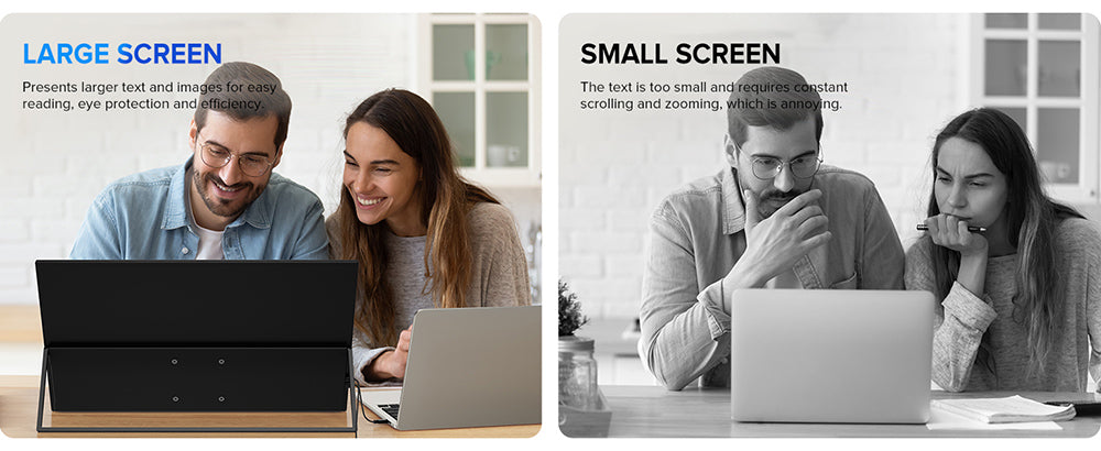PERFECT UMax22 22palcový přenosný monitor, obnovovací frekvence 60 Hz, IPS obrazovka 2560*1440, 100% sRGB, FreeSync, vestavěné reproduktory, bez ovladačů, HDR, nízká hladina modrého světla, 180° nastavitelný stojan, 2*USB-C, 1*Mini HDMI, 1*Micro USB-B OTG, 1*Audio Jack - EU zástrčka