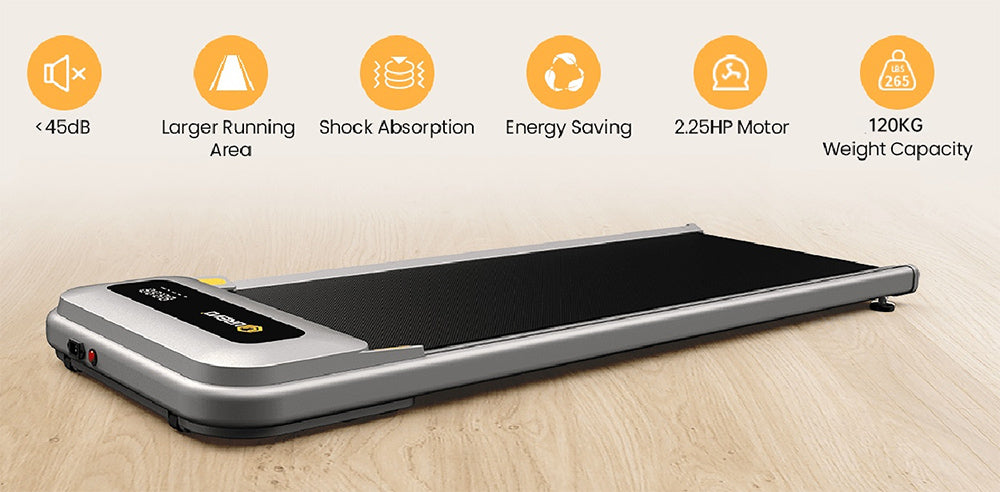 Běžecký pás Urevo U1 pod stůl, běžecká plocha 42x125 cm, motor 2,25 HP, maximální nosnost 120 kg, LED displej, pro domácnost