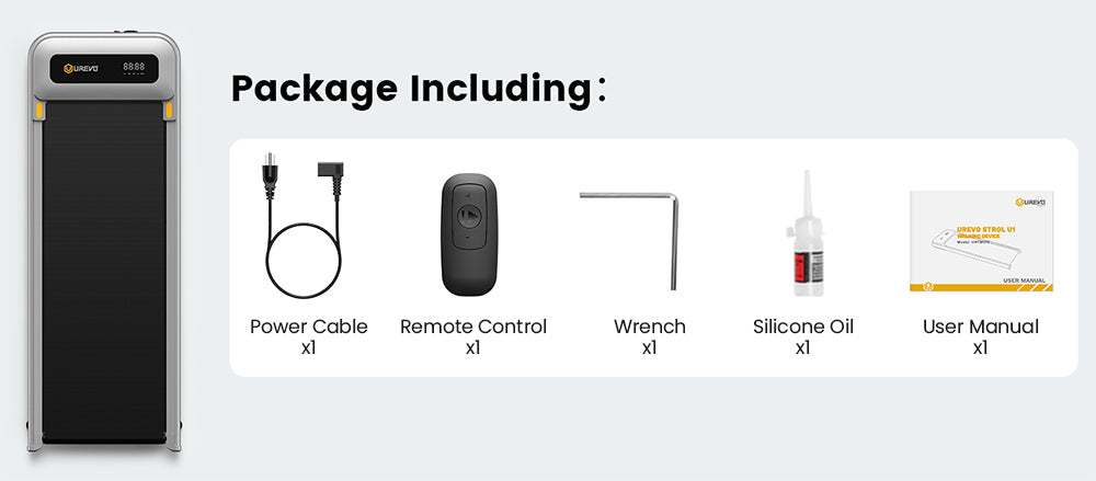 Běžecký pás Urevo U1 pod stůl, běžecká plocha 42x125 cm, motor 2,25 HP, maximální nosnost 120 kg, LED displej, pro domácnost