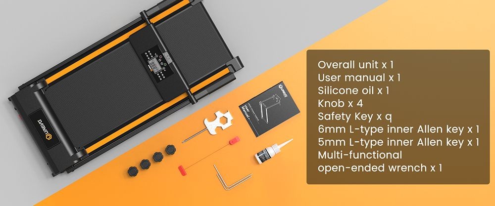 UREVO URTM006 Skládací mini běžecký pás, maximální rychlost 1–10 km/h, běžecká plocha 105*40 cm, maximální nosnost 100 kg, 12 vestavěných HIIT programů
