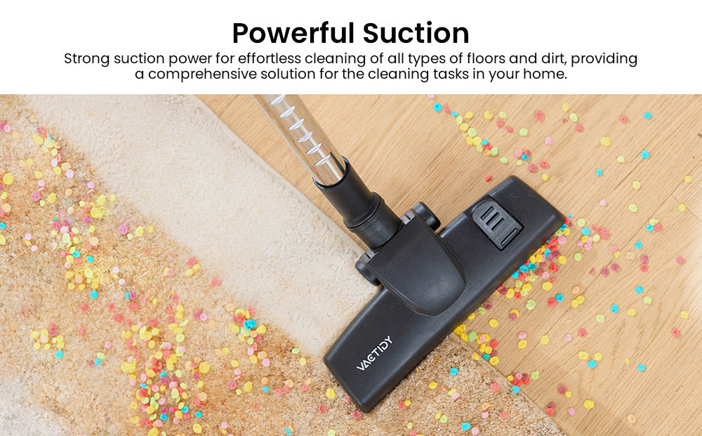 Vysavač Vactidy C6 s kabelem, výkonný sací výkon 18 kPa, nádoba na prach 800 ml, 7m kabel, motor 600 W, HEPA filtr, ochrana proti přehřátí/opaření
