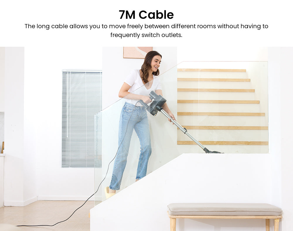 Vysavač Vactidy C6 s kabelem, výkonný sací výkon 18 kPa, nádoba na prach 800 ml, 7m kabel, motor 600 W, HEPA filtr, ochrana proti přehřátí/opaření