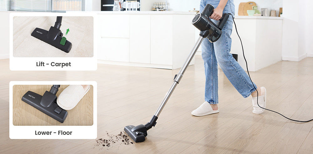 Vysavač Vactidy C6 s kabelem, výkonný sací výkon 18 kPa, nádoba na prach 800 ml, 7m kabel, motor 600 W, HEPA filtr, ochrana proti přehřátí/opaření