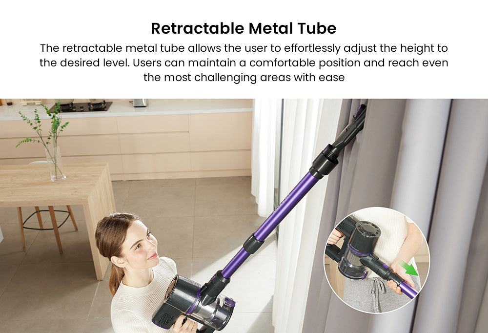 Bezdrátový vysavač Vactidy V8 Pro, výkonný sací tlak 25 kPa, cyklónový filtrační systém, nádobka na prach o objemu 500 ml, dotykový LED displej, otočná kartáčová hlava o 180°, doba provozu 35 minut, samostatně stojící konstrukce