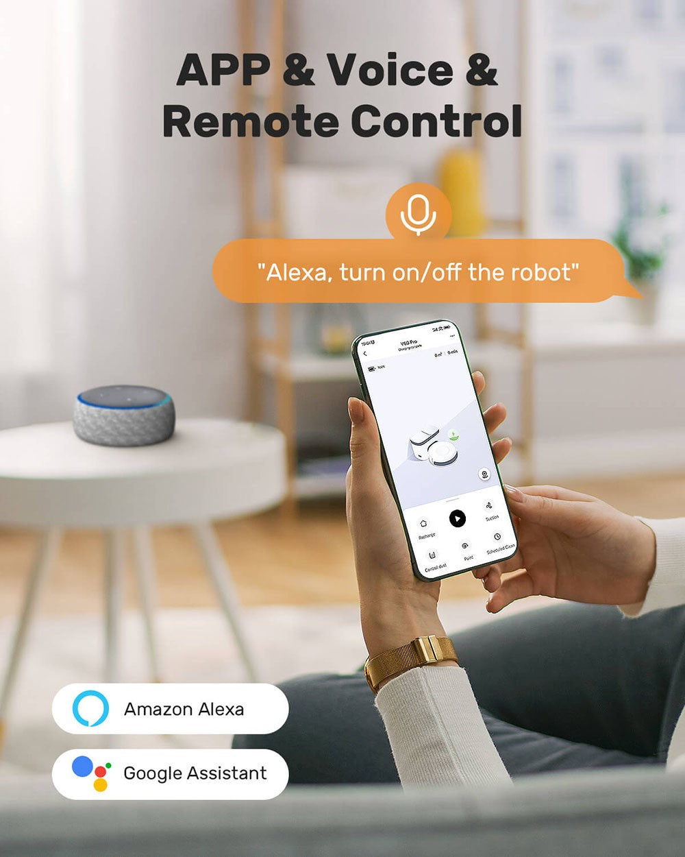 Robotický vysavač Verefa V60 Pro, samovyprazdňování, sací tlak 3200 Pa, sáček na prach o objemu 2 l, tiché čištění, chytrá navigace 2.0, maximální doba provozu 150 minut, aplikace/dálkové ovládání - bílý