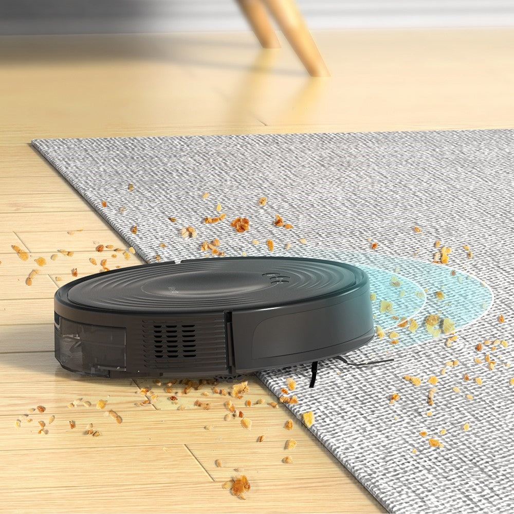 Robotický vysavač Verefa V60m Lite, maximální sací výkon 2700 Pa, vysávání a vytírání 2 v 1, nádoba na prach 250 ml, max. doba provozu 150 minut, ovládání aplikací/hlasem - černý