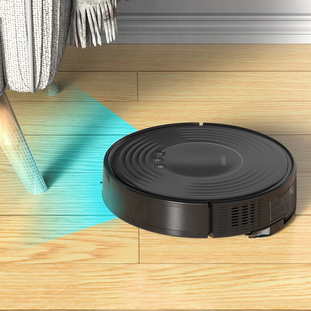 Robotický vysavač Verefa V60m Lite, maximální sací výkon 2700 Pa, vysávání a vytírání 2 v 1, nádoba na prach 250 ml, max. doba provozu 150 minut, ovládání aplikací/hlasem - černý