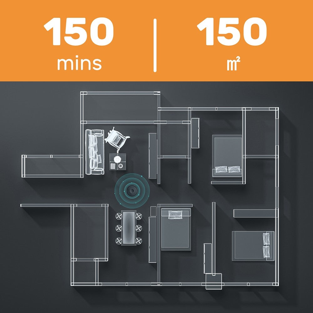 Robotický vysavač Verefa V60m Lite, maximální sací výkon 2700 Pa, vysávání a vytírání 2 v 1, nádoba na prach 250 ml, max. doba provozu 150 minut, ovládání aplikací/hlasem - černý