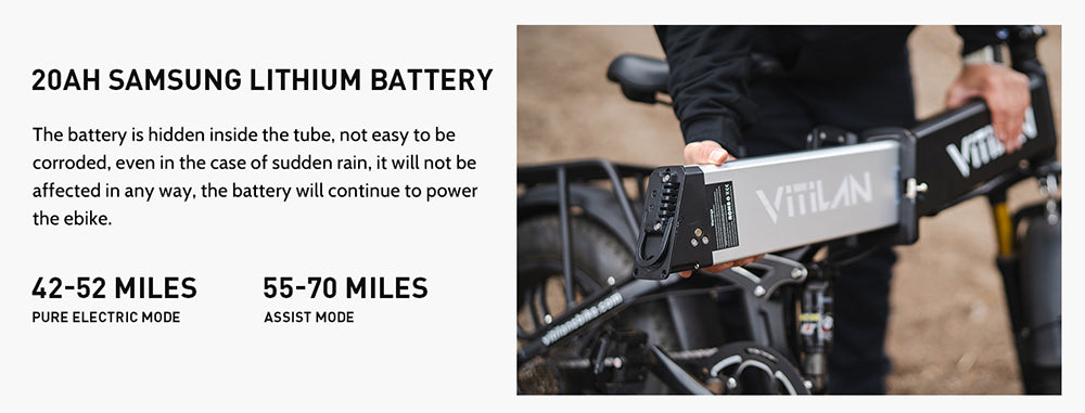 Skládací elektrické kolo Vitilan I7 Pro 2.0, 20*4,0palcové tlusté pneumatiky, 750W motor Bafang 48V 20Ah, vyměnitelná baterie, maximální rychlost 45 km/h, dojezd 80-100 km, Shimano 8 rychlostí, vzduchové odpružení, přední vidlice, hydraulická kotoučová brzda, LCD displej - bílá