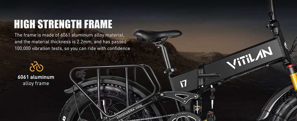 Elektrokolo Vitilan I7 Pro 3.0, motor 750 W, baterie 48 V 20 Ah, tlusté pneumatiky 20 x 4,0 palce, maximální rychlost 45 km/h, maximální dojezd 110 km, hydraulické kotoučové brzdy, hydraulický zadní tlumič, vzduchové odpružení přední vidlice, Shimano 8 rychlostí - černé