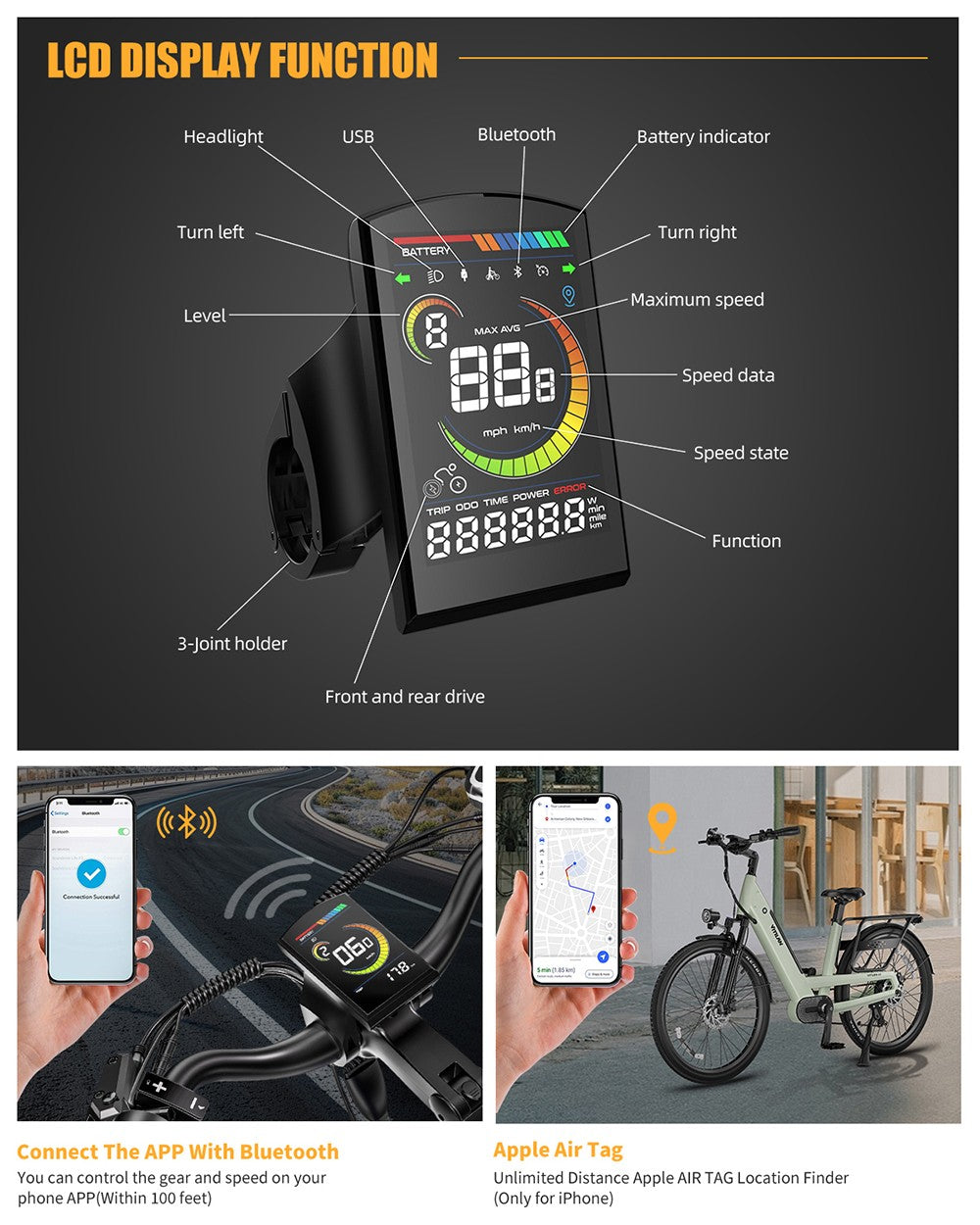 Elektrokolo Vitilan L5, motor 500 W, baterie 48 V 15 Ah, pneumatiky 26 x 2,4 palce, maximální rychlost 40 km/h, dojezd 105 km, hydraulické kotoučové brzdy, nastavitelná odpružená vidlice, řazení Shimano 7 rychlostí, inteligentní barevný displej - zelený