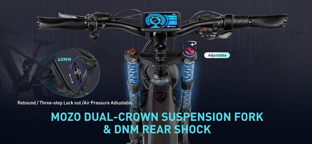 Horské elektrické kolo Vitilan T7, 26*4,0palcové pneumatiky CST Fat, motor Bafang 750 W, 48 V, 20 Ah, baterie, maximální rychlost 45 km/h, dojezd 128 km, podsvícený LCD displej, přední a zadní hydraulické kotoučové brzdy SHIMANO, 8 rychlostí - černé