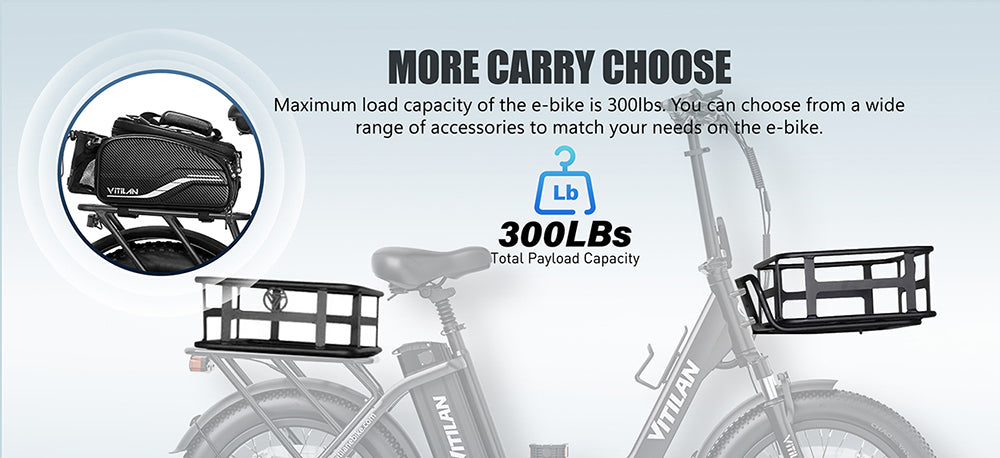 Elektrokolo Vitilan U3, motor 750 W, baterie 48 V 13 Ah, pneumatiky 20 x 4,0 palce, maximální rychlost 45 km/h, maximální dojezd 65 km, mechanická kotoučová brzda, odpružená přední vidlice, řazení Shimano 7 rychlostí, LCD displej - černé