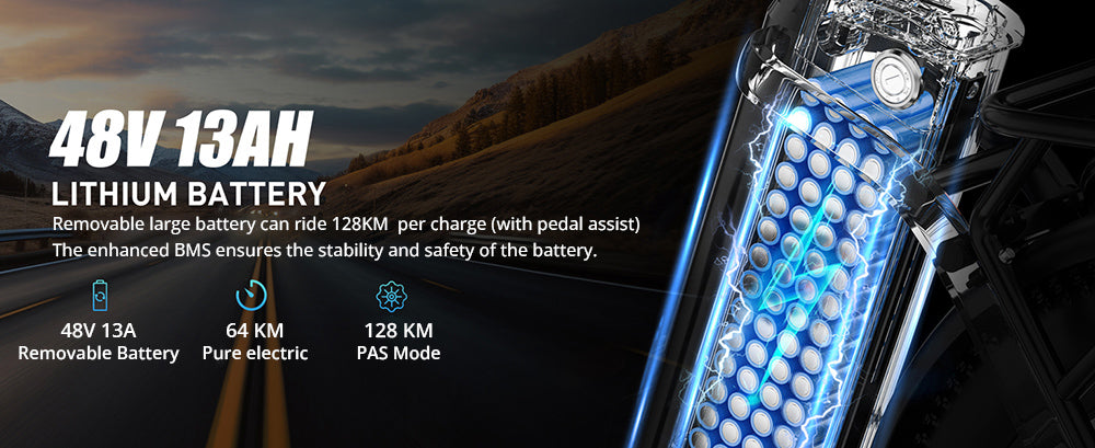 Elektrokolo Vitilan U3, motor 750 W, baterie 48 V 13 Ah, pneumatiky 20 x 4,0 palce, maximální rychlost 45 km/h, maximální dojezd 65 km, mechanická kotoučová brzda, odpružená přední vidlice, řazení Shimano 7 rychlostí, LCD displej - černé