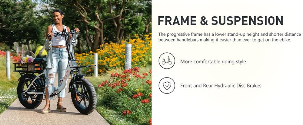 Skládací elektrické kolo Vitilan U7 2.0, 20*4,0palcové tlusté pneumatiky, motor 750 W, 48 V 20 Ah, vyjímatelná lithiová baterie LG, maximální rychlost 45 km/h, dojezd 80–100 km, dvojitý systém odpružení, hydraulická kotoučová brzda – černá