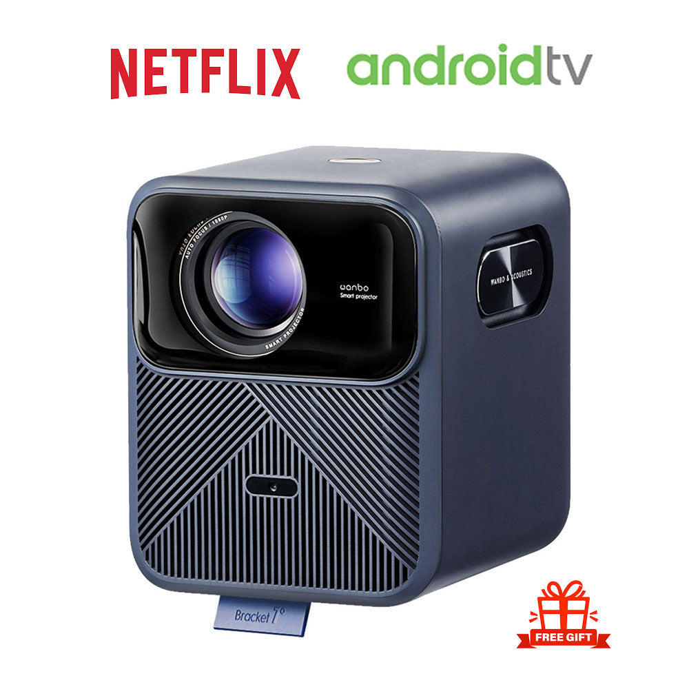 [Netflix 1080P] Wanbo Mozart 1 Pro Projector, Android TV 11, 900 ANSI Lumens, Native 1080P, HDR 10, 16W Speaker, Chromecast Built-in, Auto Focus/Object Avoidance/ Auto Keystone Correction
