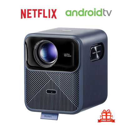 [Netflix 1080P] Wanbo Mozart 1 Pro Projector, Android TV 11, 900 ANSI Lumens, Native 1080P, HDR 10, 16W Speaker, Chromecast Built-in, Auto Focus/Object Avoidance/ Auto Keystone Correction