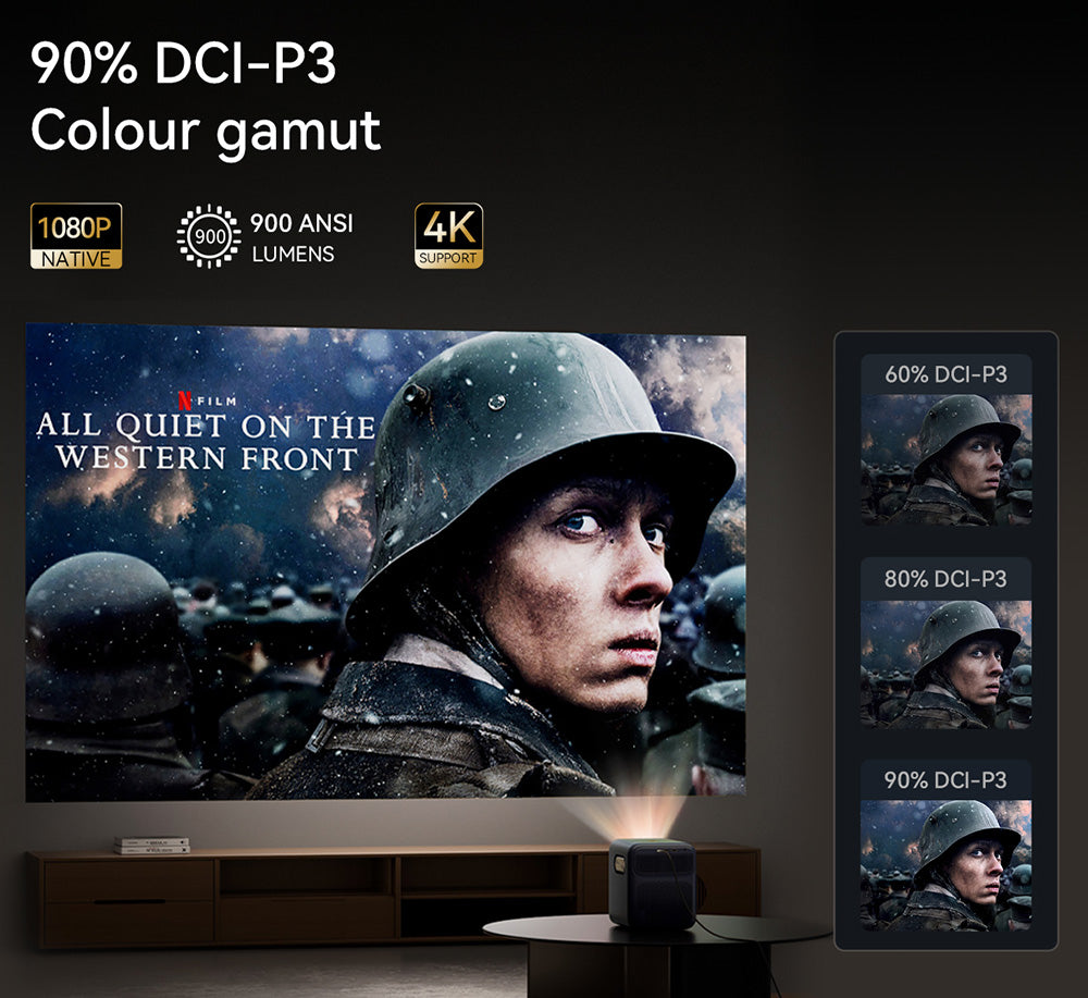 Wanbo Mozart 1 Pro LCD projektor, 900 ANSI, nativní rozlišení 1080P, Android TV 11, automatické ostření, vyhýbání se objektům - zástrčka EU