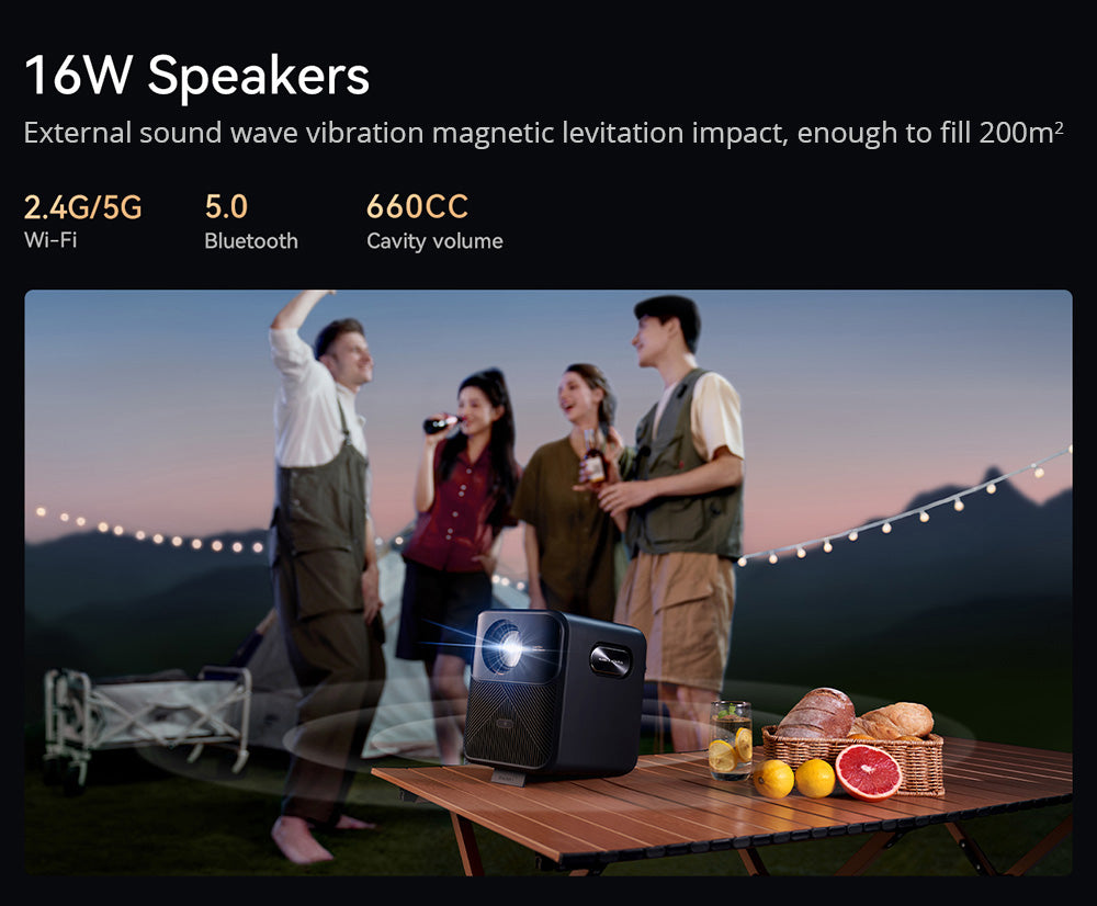 Wanbo Mozart 1 Pro LCD projektor, 900 ANSI, nativní rozlišení 1080P, Android TV 11, automatické ostření, vyhýbání se objektům - zástrčka EU