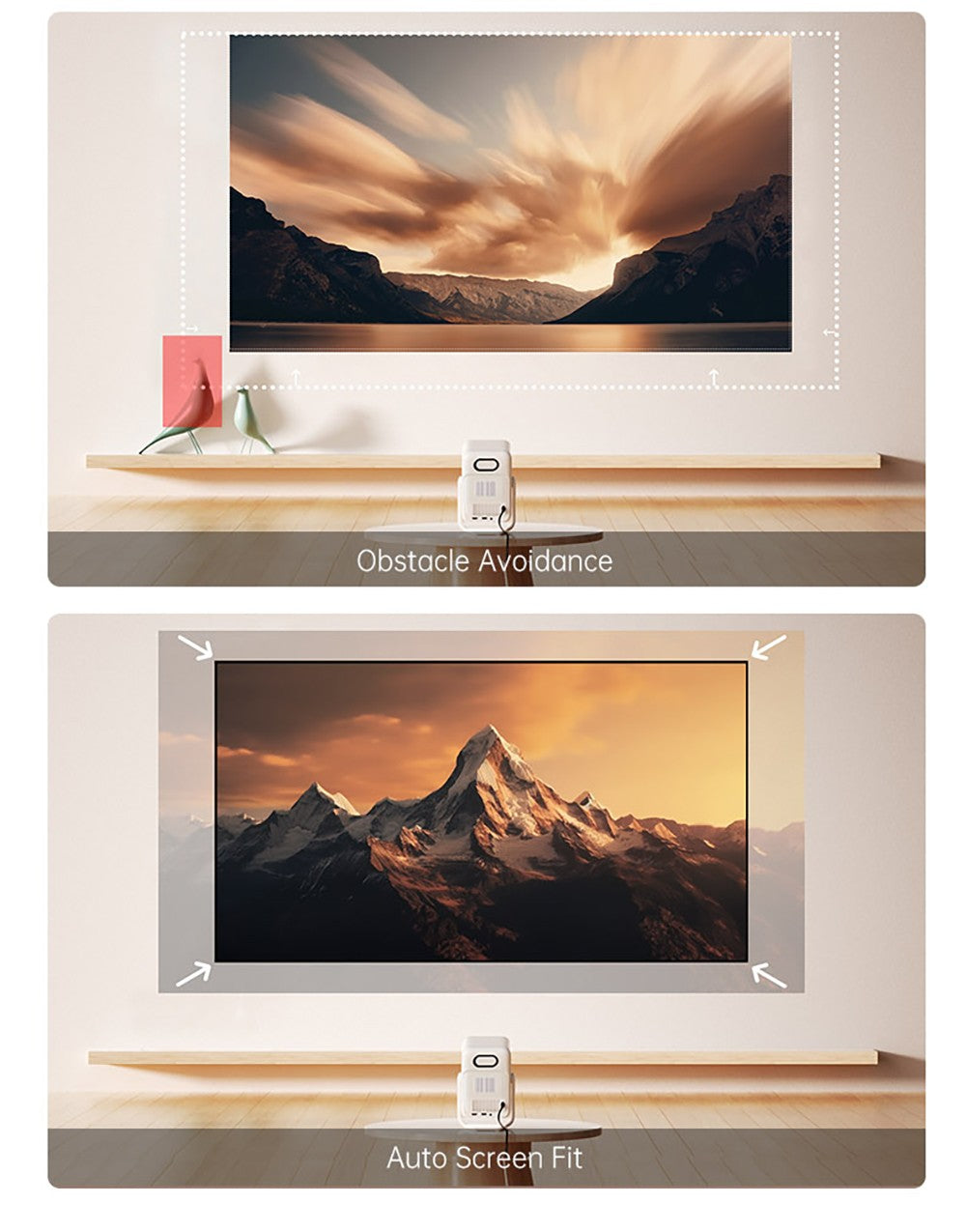 Projektor Wanbo T2 Ultra, Android TV 11, 500 ANSI, nativní rozlišení 1080p, otočný stojan o 120°, automatické ostření a korekce lichoběžníkového zkreslení, dvoupásmová WiFi, 2x5W reproduktor