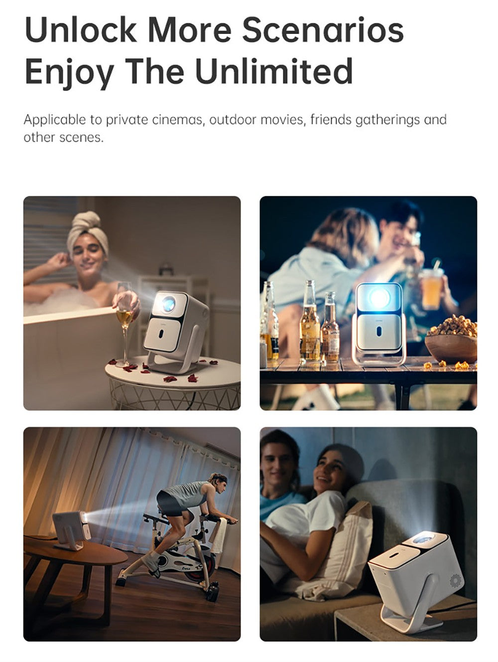 Projektor Wanbo T2 Ultra, Android TV 11, 500 ANSI, nativní rozlišení 1080p, otočný stojan o 120°, automatické ostření a korekce lichoběžníkového zkreslení, dvoupásmová WiFi, 2x5W reproduktor