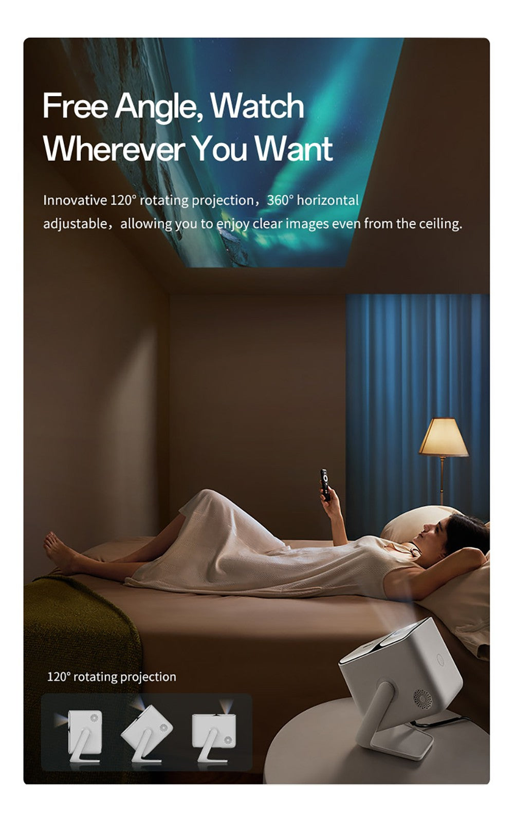 Projektor Wanbo T2 Ultra, Android TV 11, 500 ANSI, nativní rozlišení 1080p, otočný stojan o 120°, automatické ostření a korekce lichoběžníkového zkreslení, dvoupásmová WiFi, 2x5W reproduktor