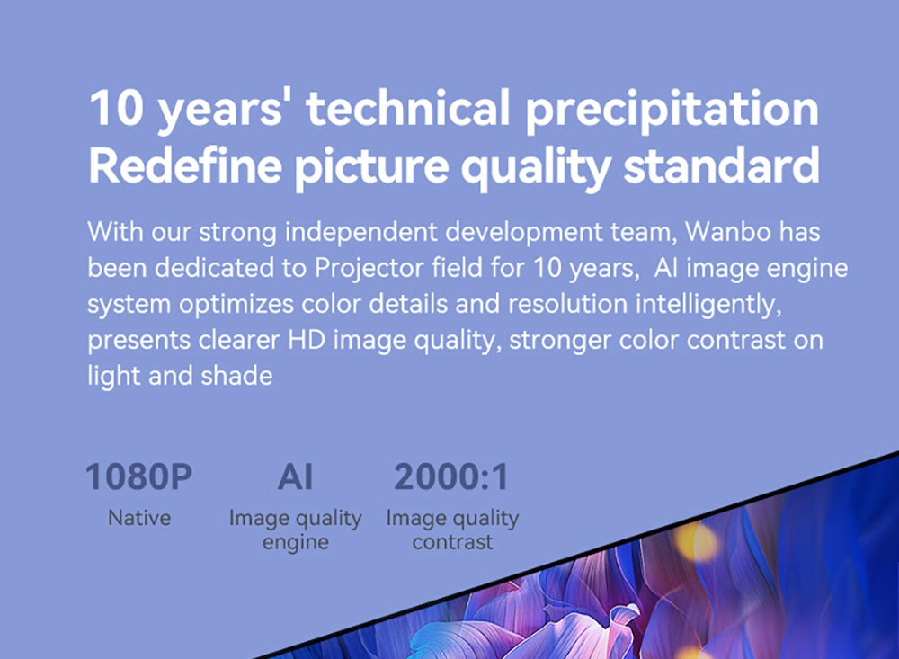 Projektor WANBO X2 Max, 1080P, Android 9.0, dvoupásmové Wi-Fi 6, Bluetooth 5.0, automatické ostření, čtyřsměrná korekce lichoběžníkového zkreslení