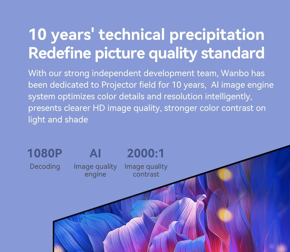 Projektor WANBO X2 Pro, dvoupásmový Wifi 6, Bluetooth 5.0, Android 9.0 - zástrčka EU