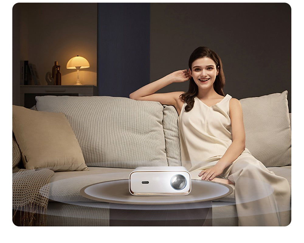 LCD projektor Wanbo X5 s jasem 1100 ANSI lumenů, nativní rozlišení 1080p, dekódování 4K, HDR10, Android 9.0, automatické ostření a automatická korekce lichoběžníkového zkreslení, dvoupásmové WiFi 6, Bluetooth 5.0, Apple Airplay, projekce pro Android / Windows