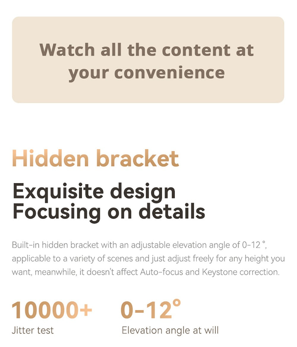 Projektor Wanbo X5, 1100 ANSI lumenů, Nativní rozlišení 1080P, automatická korekce lichoběžníkového zkreslení, dvoupásmové WiFi 6, 1 GB/16 GB, Bluetooth 5.0