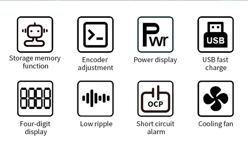 Programovatelný regulovaný stejnosměrný napájecí zdroj WANPTEK APS1203H, 120 V 3 A, funkce paměti, nastavení enkodéru, rychlé nabíjení přes USB, 4místný displej, nízké zvlnění, chladicí ventilátor - zástrčka pro Velkou Británii