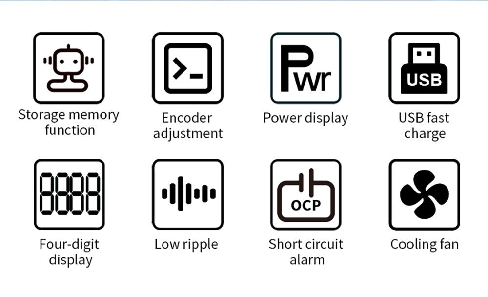 Programovatelný regulovaný stejnosměrný napájecí zdroj Wanptek APS305H, 30V 5A, funkce paměti, nastavení enkodéru, rychlé nabíjení přes USB, 4místný displej, nízké zvlnění, chladicí ventilátor, černý - zástrčka EU