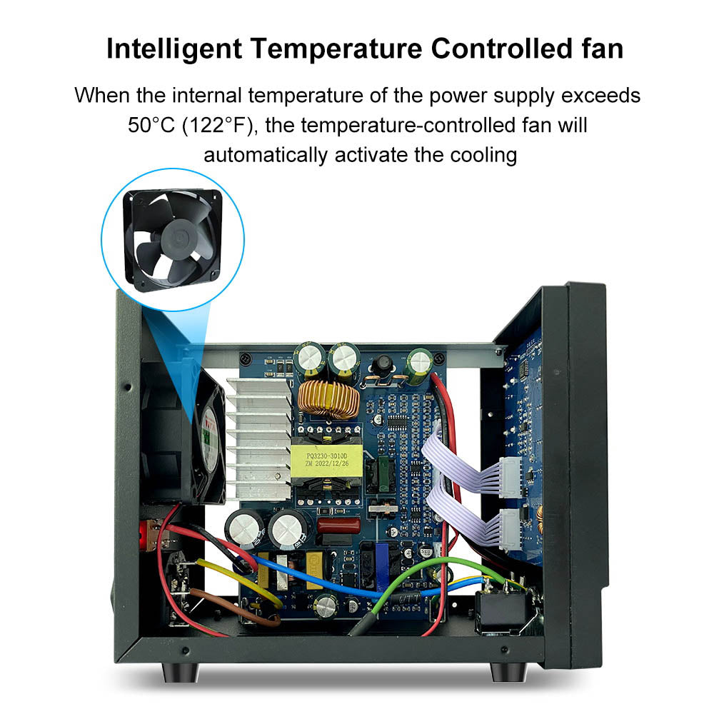 WANPTEK DPS3010U Tranzistorový nastavitelný regulovaný stejnosměrný napájecí zdroj, 30V 10A, nastavení enkodéru, rychlé nabíjení přes USB typu C, 4místný displej, nízké zvlnění, nízká hlučnost, chladicí ventilátor, černý - zástrčka pro Velkou Británii