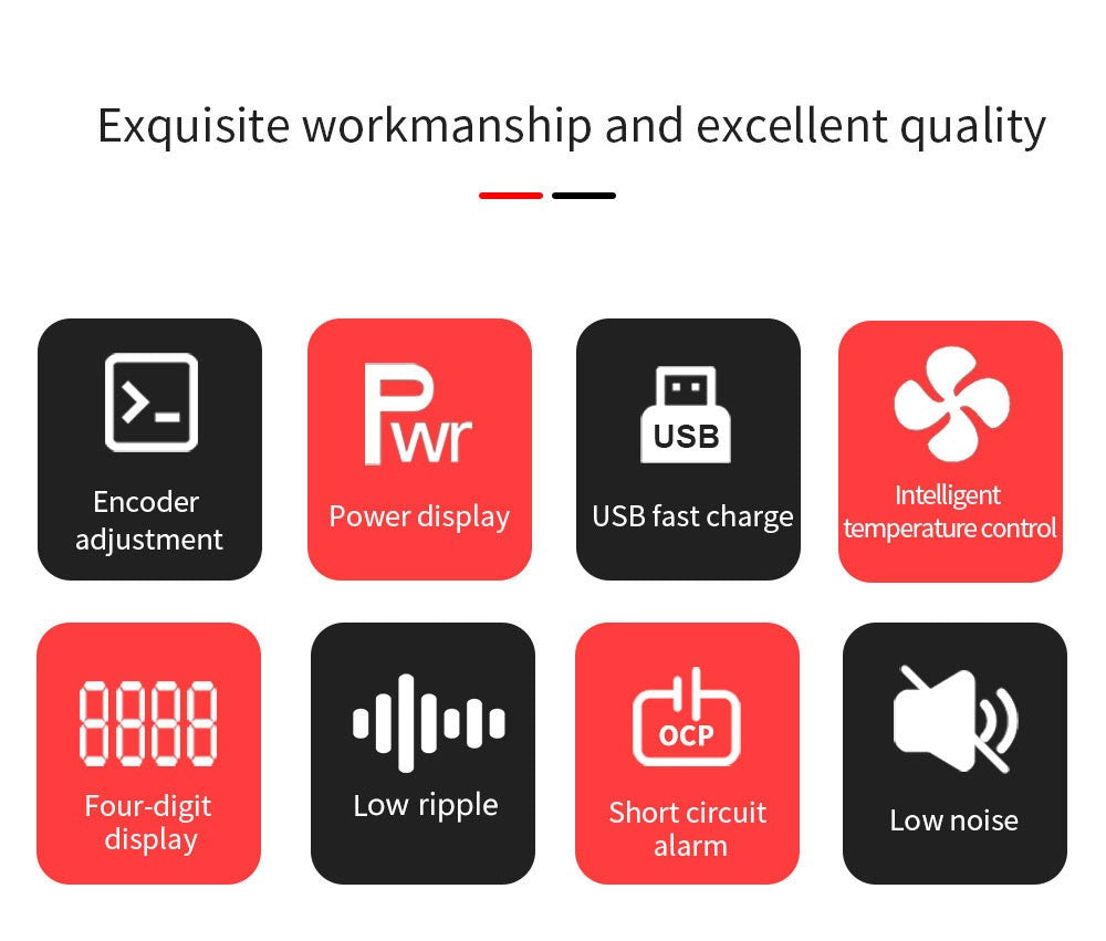 Programovatelný regulovaný stejnosměrný napájecí zdroj WANPTEK WPS3010, 30V 10A, nastavení enkodéru, rychlé nabíjení přes USB, inteligentní regulace teploty, 4místný displej, nízké zvlnění, nízký šum, černý - americká zástrčka