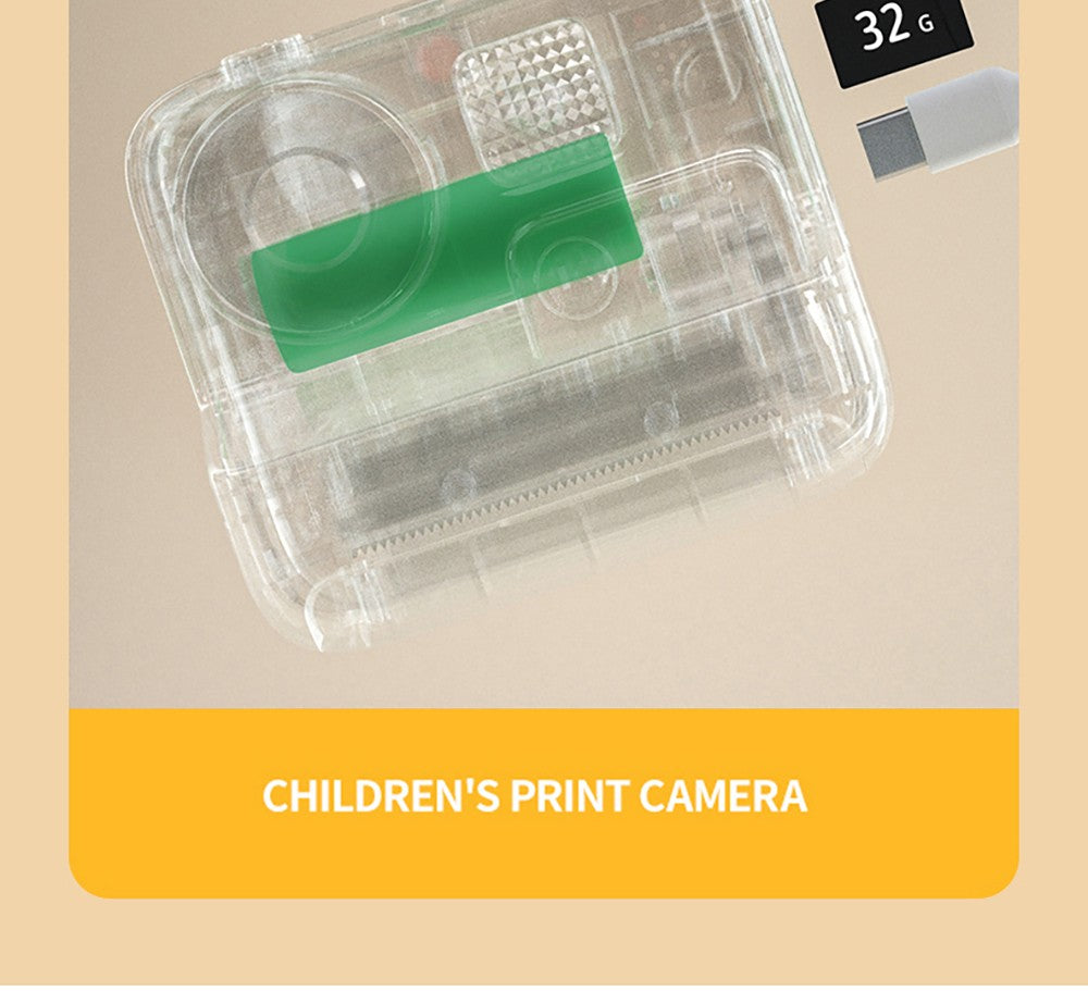 Dětský fotoaparát WOWKIDS K27 s okamžitým tiskem, 48MP přední a zadní duální fotoaparát, rozlišení 1080p, 4 filtry, 32GB TF karta, baterie 1400mAh - růžová