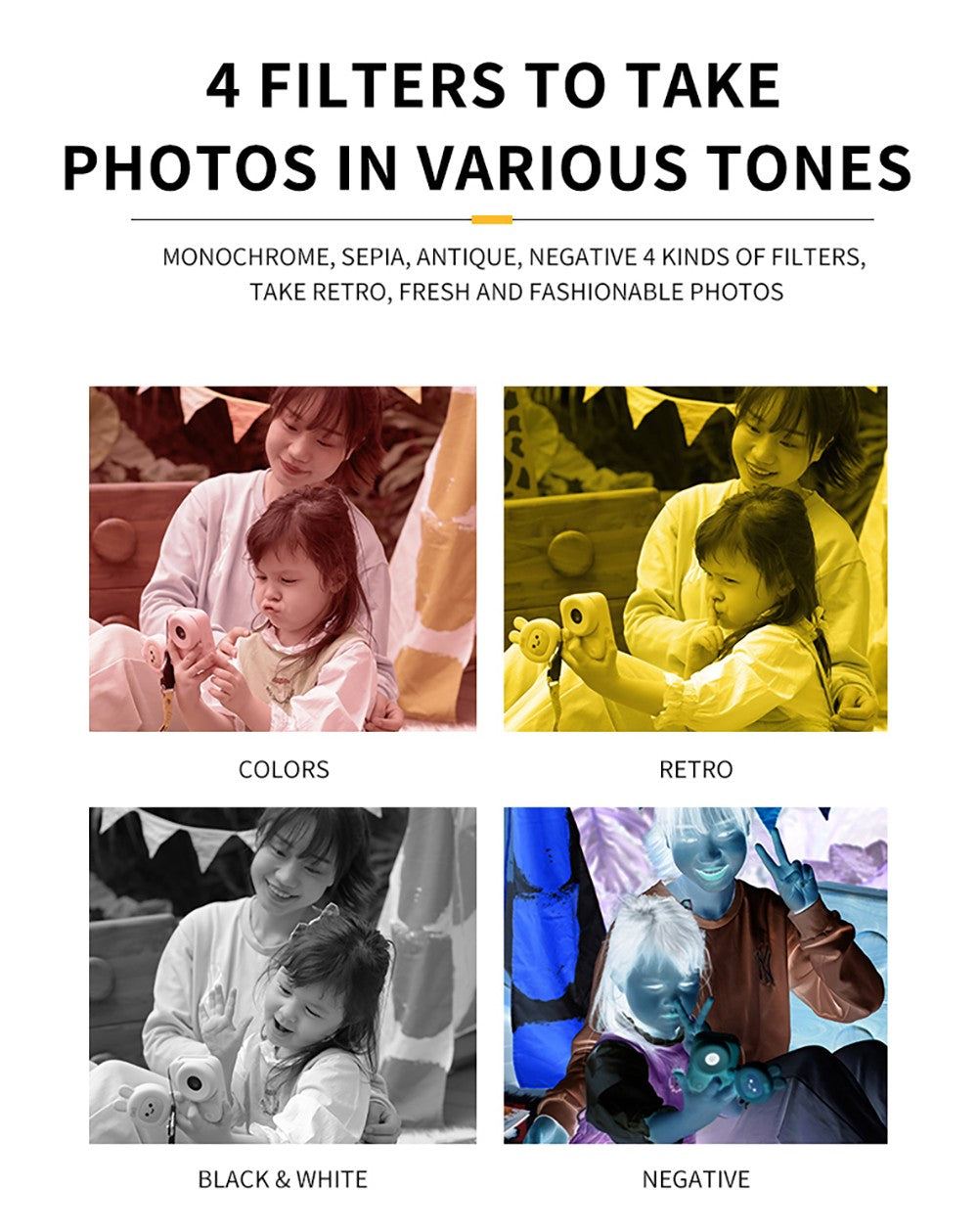 Dětský fotoaparát WOWKIDS K27 s okamžitým tiskem, 48MP přední a zadní duální fotoaparát, rozlišení 1080p, 4 filtry, 32GB TF karta, baterie 1400mAh - růžová