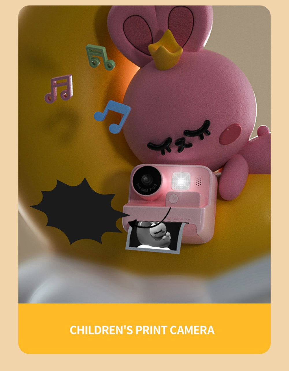 Dětský fotoaparát WOWKIDS K27 s okamžitým tiskem, 48MP přední a zadní duální fotoaparát, rozlišení 1080p, 4 filtry, 32GB TF karta, baterie 1400mAh - růžová