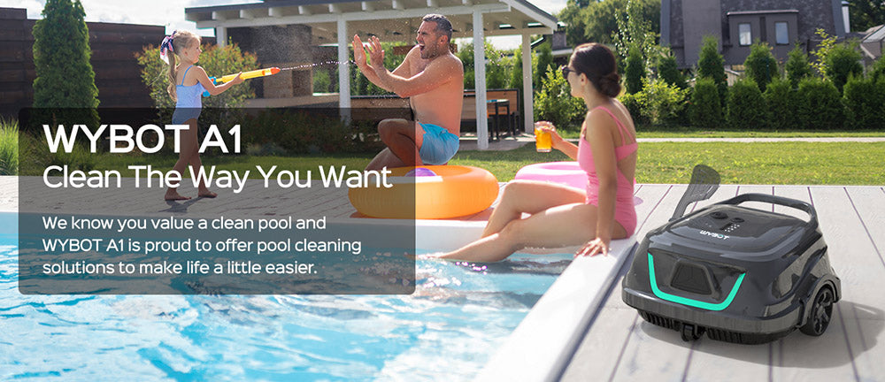 Bezdrátový bazénový robotický vysavač WYBOT A1, dvojitý filtr, doba provozu 120 minut, rychlé nabíjení 2,5 hodiny, pro nadzemní bazény s plochým dnem, černý