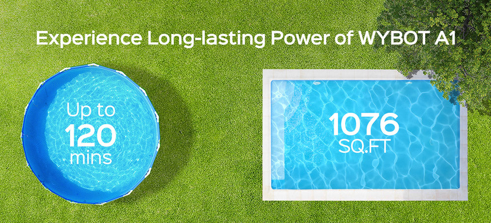 Bezdrátový bazénový robotický vysavač WYBOT A1, dvojitý filtr, doba provozu 120 minut, rychlé nabíjení 2,5 hodiny, pro nadzemní bazény s plochým dnem, černý
