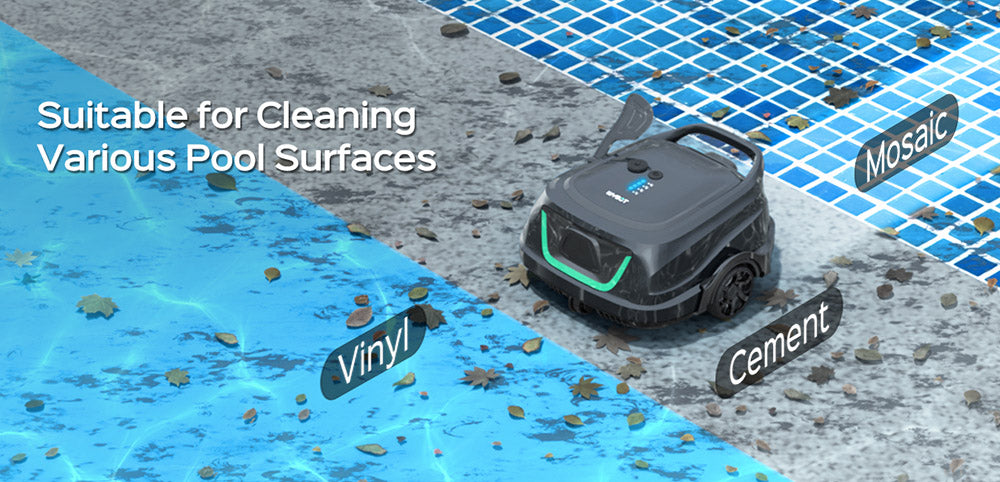 Bezdrátový bazénový robotický vysavač WYBOT A1, dvojitý filtr, doba provozu 120 minut, rychlé nabíjení 2,5 hodiny, pro nadzemní bazény s plochým dnem, černý