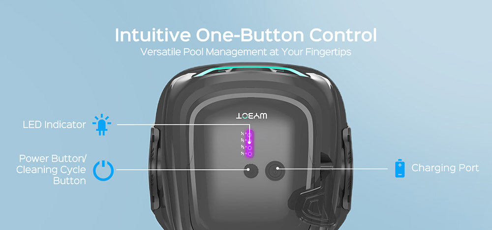 Bezdrátový bazénový robotický vysavač WYBOT A1, dvojitý filtr, doba provozu 120 minut, rychlé nabíjení 2,5 hodiny, pro nadzemní bazény s plochým dnem, černý