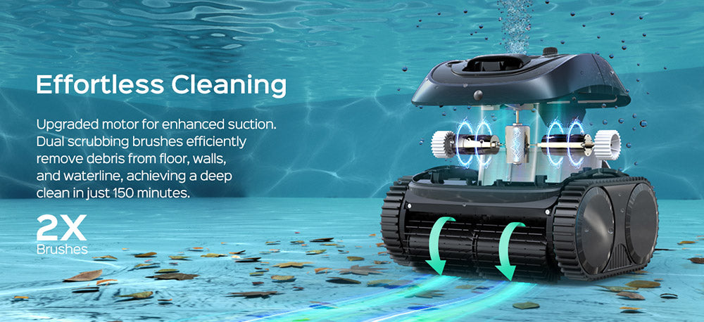 Bezdrátový robotický čistič bazénů WYBOT C1, doba provozu 150 minut, lezení po stěně, inteligentní plánování trasy, ovládání pomocí aplikace, pro bazény do 1615 čtverečních stop