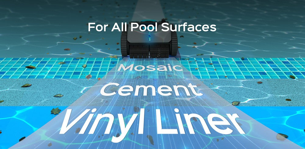 Bezdrátový bazénový robotický vysavač WYBOT C1 MAX s aplikací, doba provozu 180–240 minut, 3 režimy čištění, lezení po stěně, sací výkon 65 W, plocha až 2152 čtverečních stop, šedý