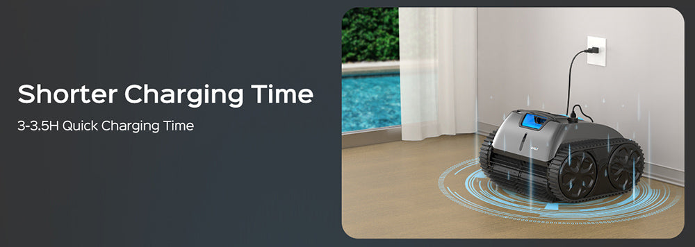 Bezdrátový bazénový robotický vysavač WYBOT C1 MAX s aplikací, doba provozu 180–240 minut, 3 režimy čištění, lezení po stěně, sací výkon 65 W, plocha až 2152 čtverečních stop, šedý