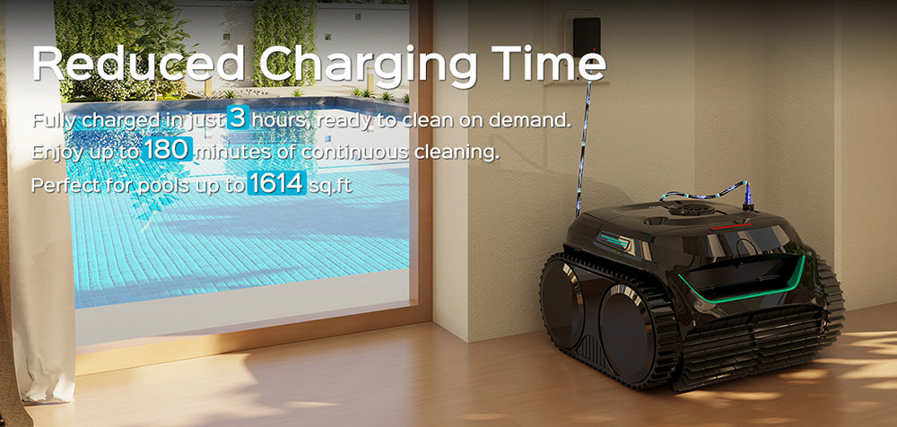 Bezdrátový robotický vysavač WYBOT C2, čištění stěn a vodní hladiny, dvojitá filtrace, pro zapuštěné bazény do 235 m², černozelený