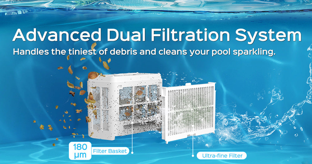 Bezdrátový robotický vysavač WYBOT C2, čištění stěn a vodní hladiny, dvojitá filtrace, pro zapuštěné bazény do 235 m², černozelený