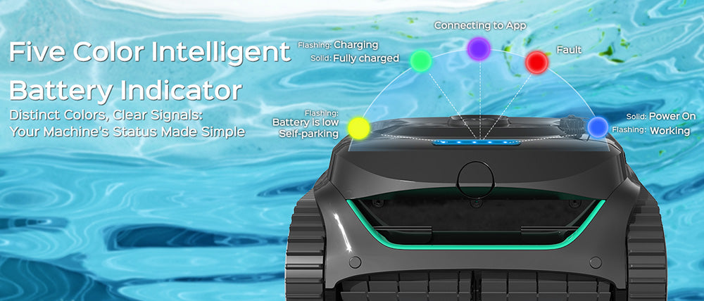 Bezdrátový robotický vysavač WYBOT C2, čištění stěn a vodní hladiny, dvojitá filtrace, pro zapuštěné bazény do 235 m², černozelený